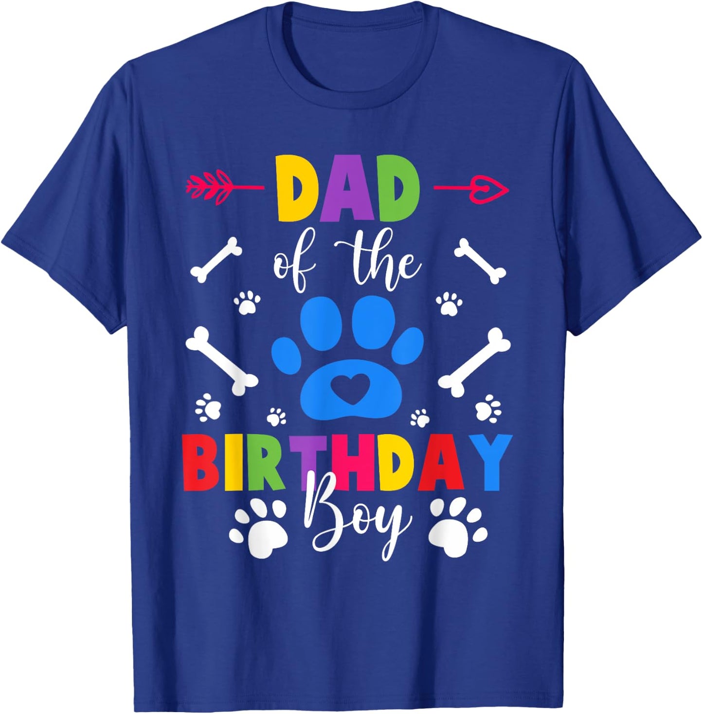 Dad And Mom Of The Birthday Boy Dog Paw Family Matching T-Shirt - T-Shirt | Royal