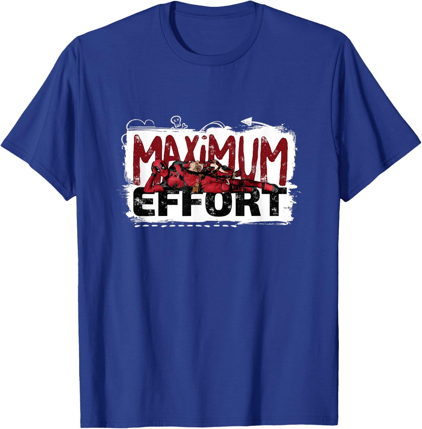 Marvel Deadpool & Wolverine Maximum Effort Split Logo T-Shirt - T-Shirt | Royal