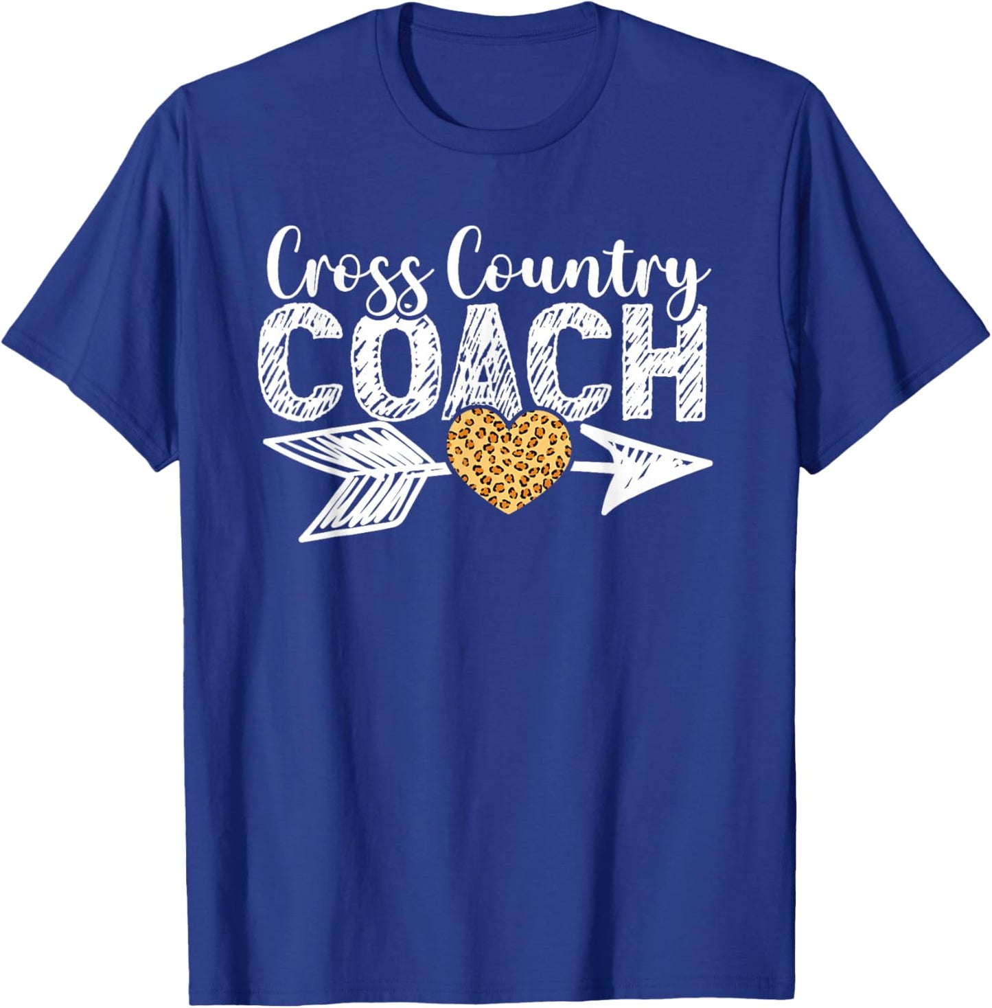 Proud Coach Cross Country XC Runner Coach Leopard Heart T-Shirt - T-Shirt | Royal