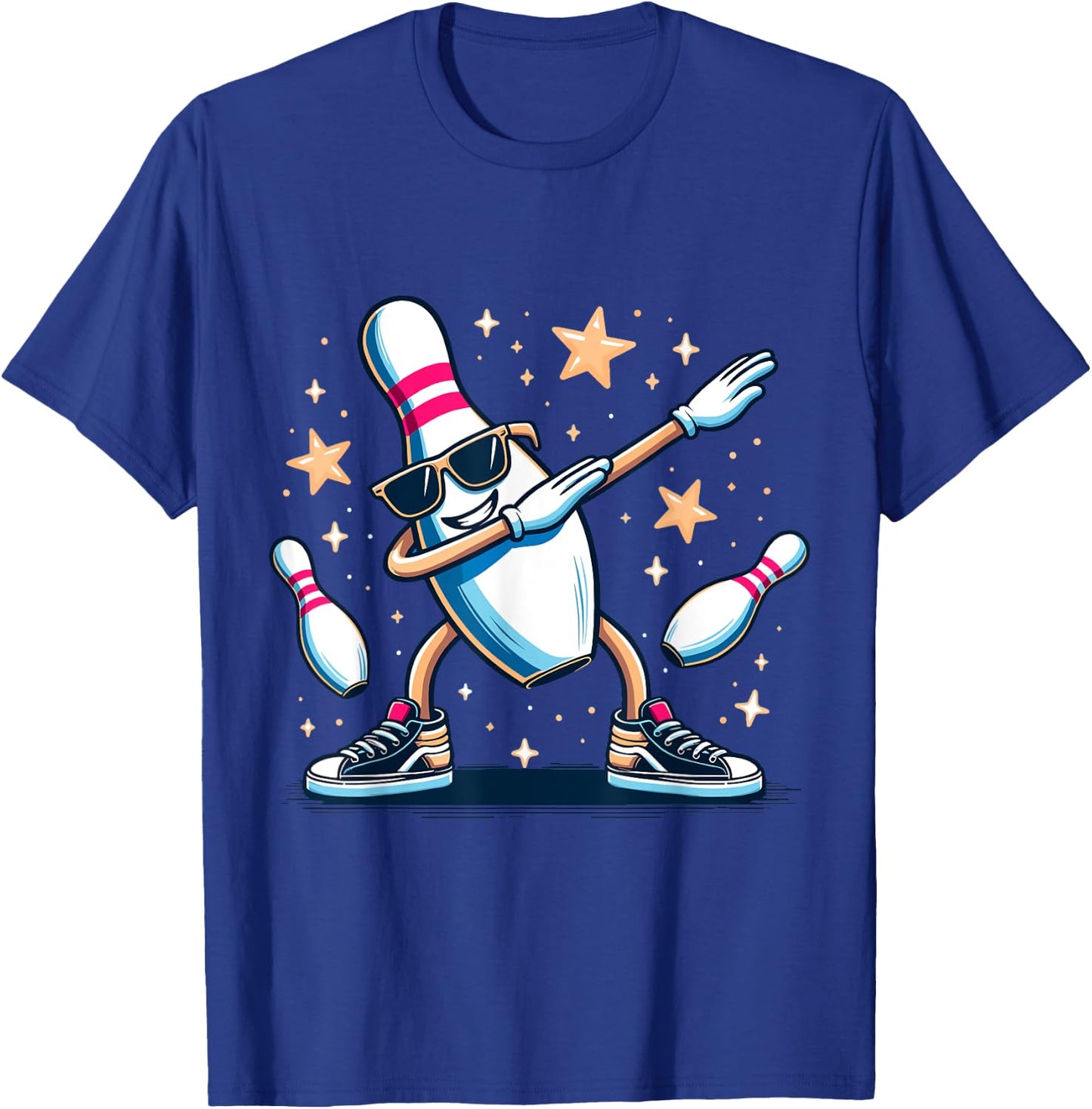 Bowling Pin Dabbing Sunglasses Bowler Player Kids Boys Men T-Shirt - T-Shirt | Royal