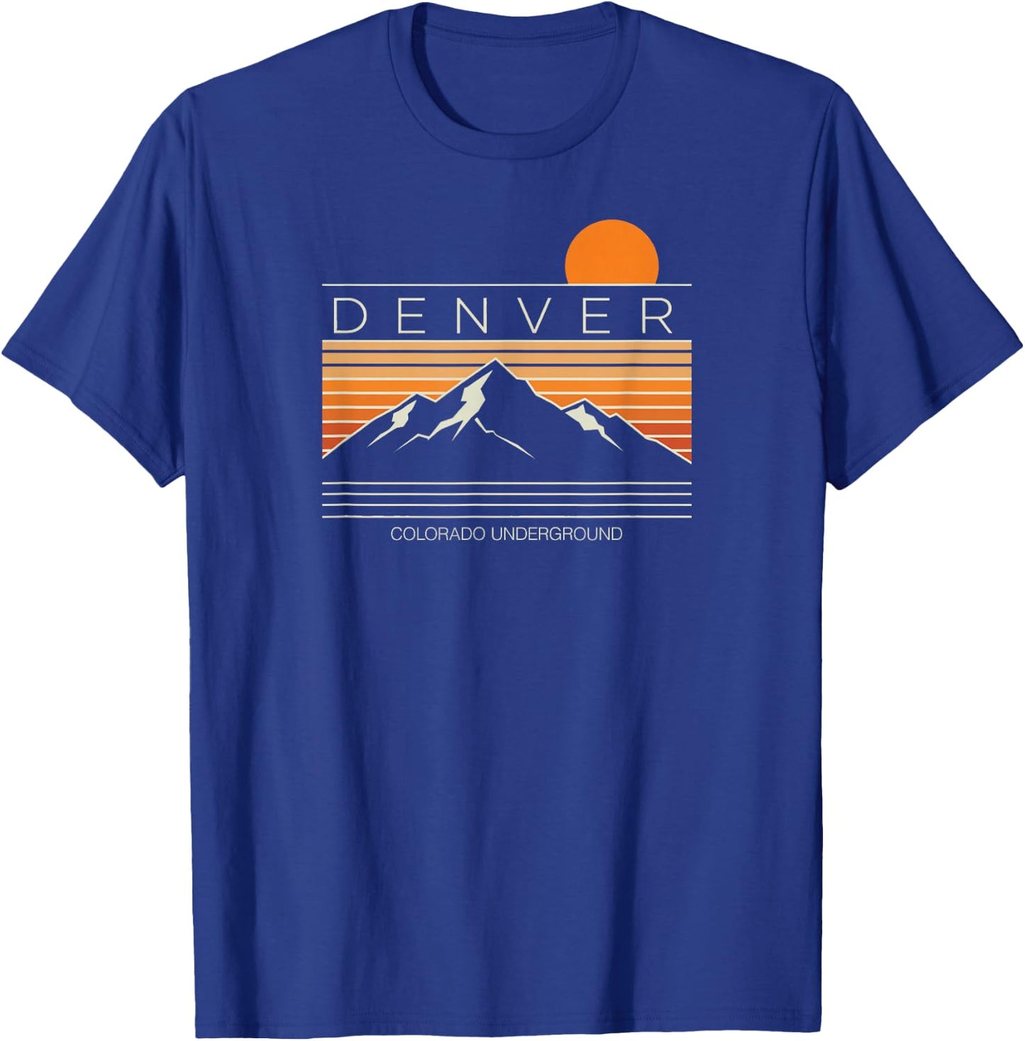 Denver Colorado Mountain Sunset Graphic T-Shirt - T-Shirt | Royal