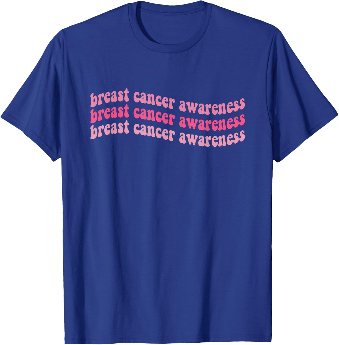 Pink Retro Groovy Breast Cancer Awareness Month Women Men T-Shirt - T-Shirt | Royal