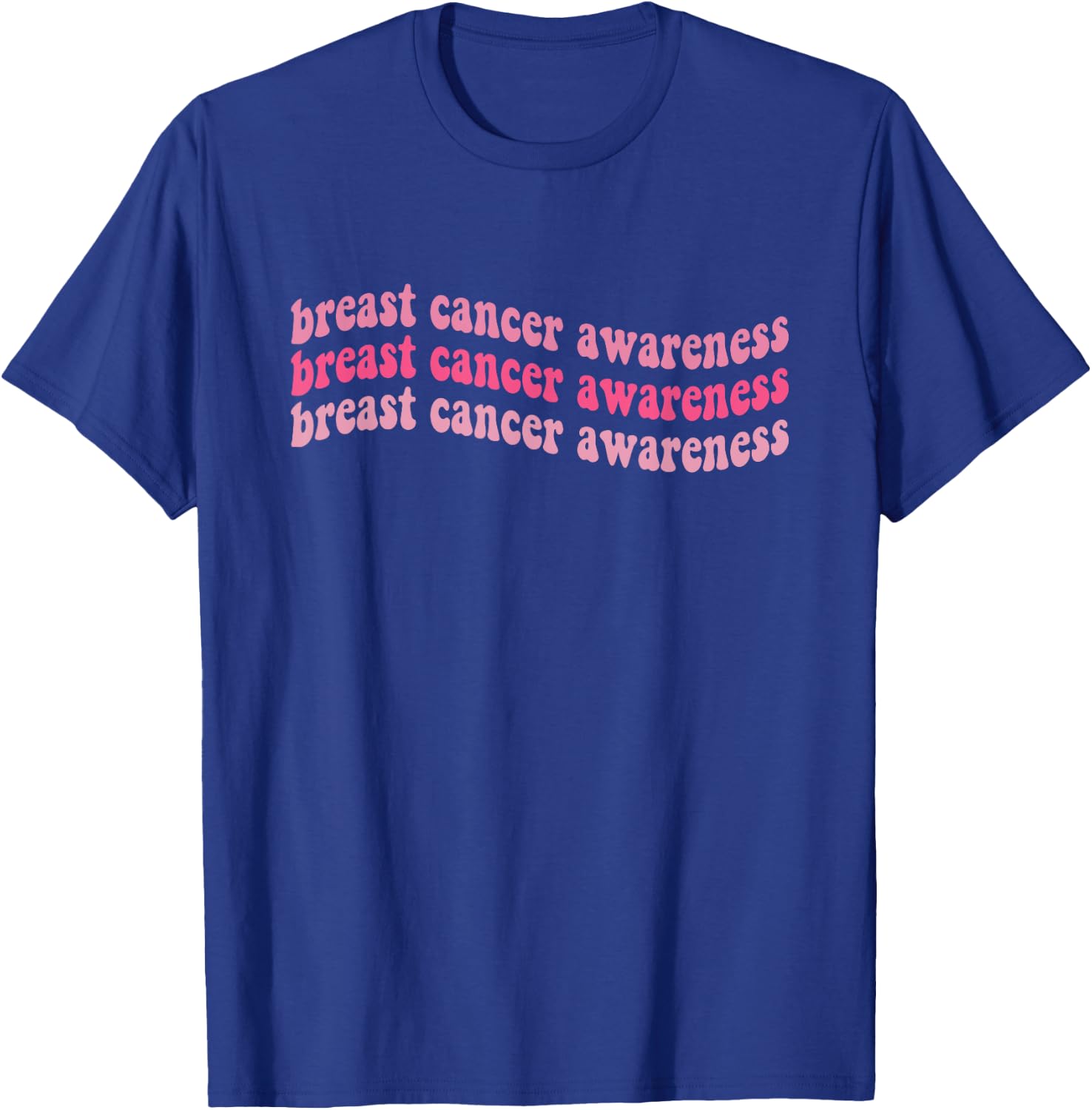 Pink Retro Groovy Breast Cancer Awareness Month Women Men T-Shirt - T-Shirt | Royal