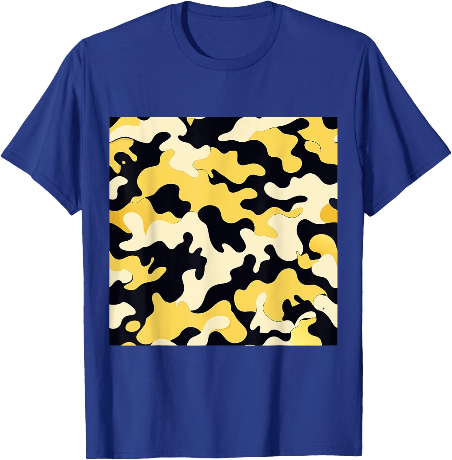 BY CRADOX CREATIVE Yellow Cream and Black Camouflage Art Pretty Pattern Camo , Small T-Shirt - T-Shirt | Royal