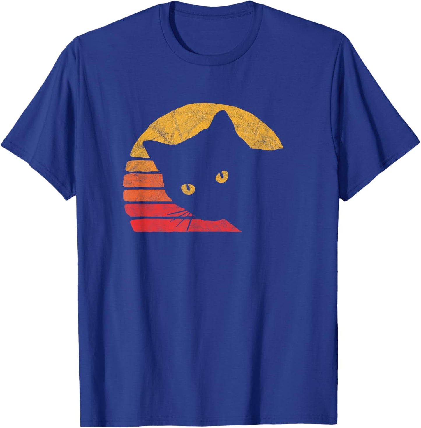 Vintage Eighties Style Cat Retro Distressed Design T-Shirt - T-Shirt | Royal