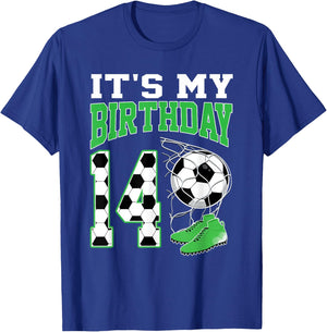It's My 14th Birthday Soccer Party 14 Year Old Boy T-Shirt - T-Shirt | Royal