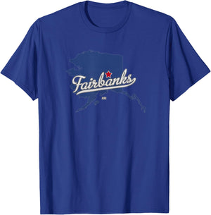Fairbanks Alaska AK Map T-Shirt - T-Shirt | Royal