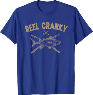 Reel Cranky Funny Fishing Fisherman T-Shirt - T-Shirt | Royal