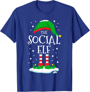 The Social Elf Christmas Family Matching Xmas Group Funny T-Shirt - T-Shirt | Royal