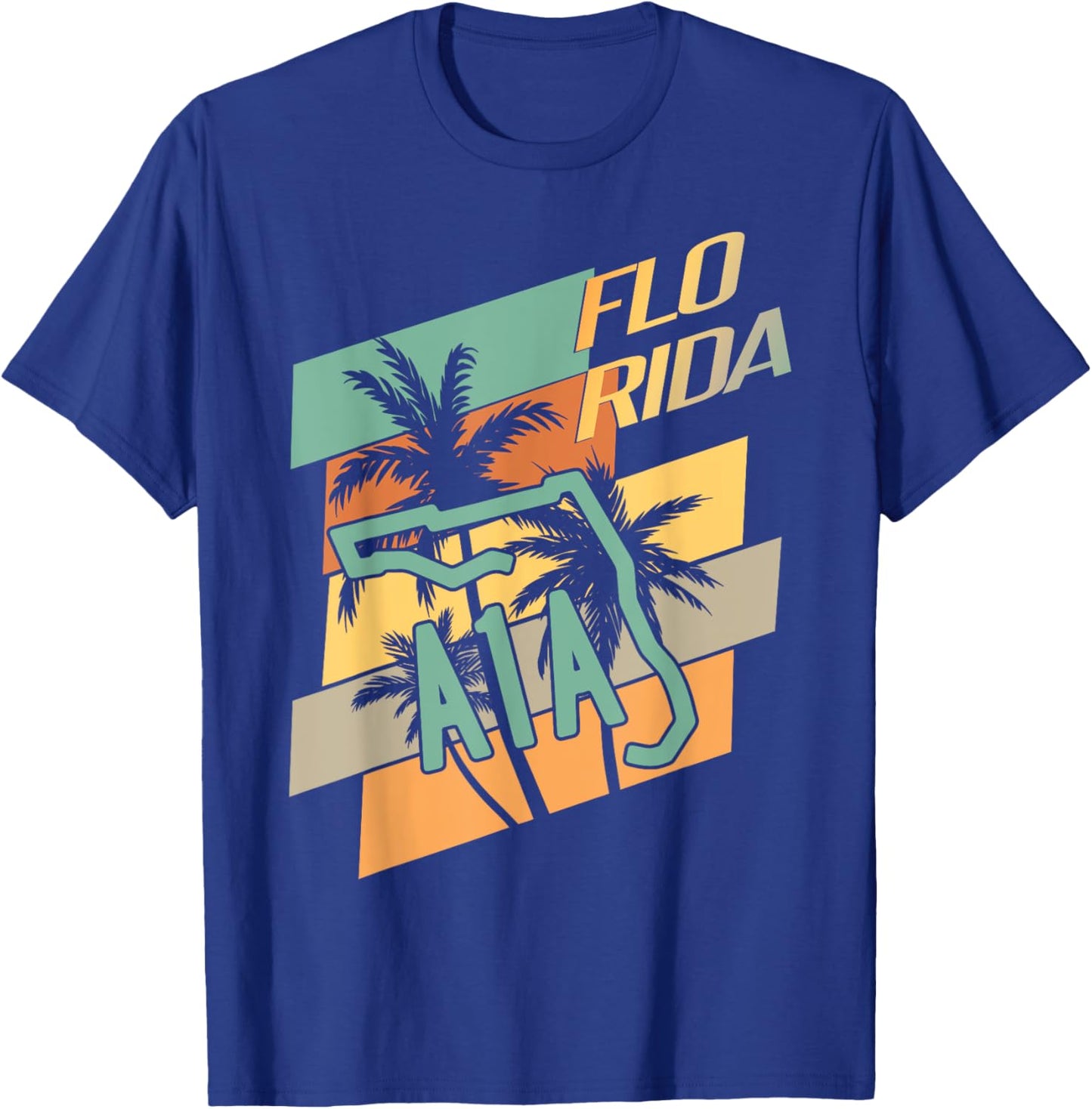 Florida - Palm Trees - A1A Beachfront Ave Souvenir T-Shirt - T-Shirt | Royal