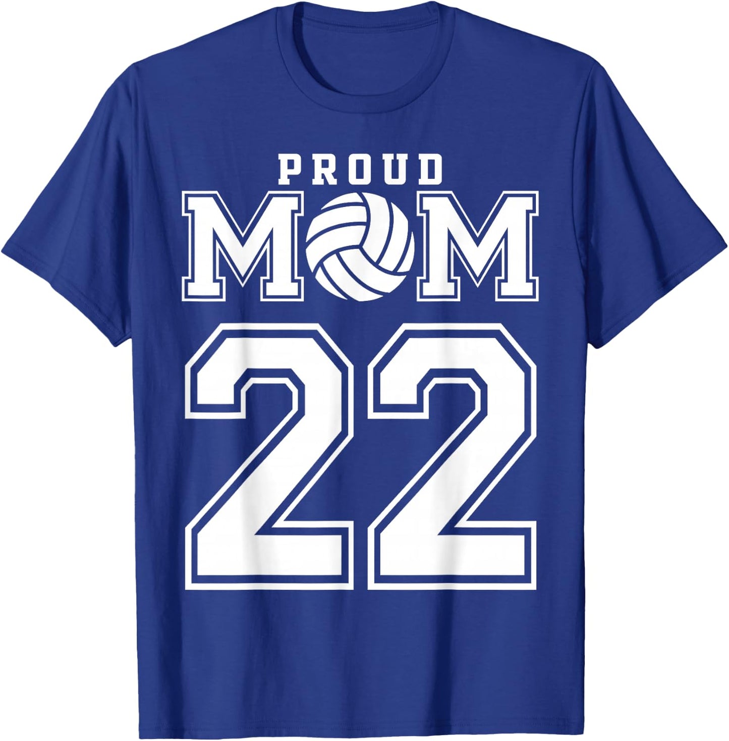 Custom Proud Volleyball Mom Number 22 Personalized Women T-Shirt - T-Shirt | Royal