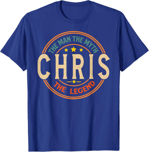 CHRIS The Man The Myth The Legend Vintage Personalized T-Shirt - T-Shirt | Royal