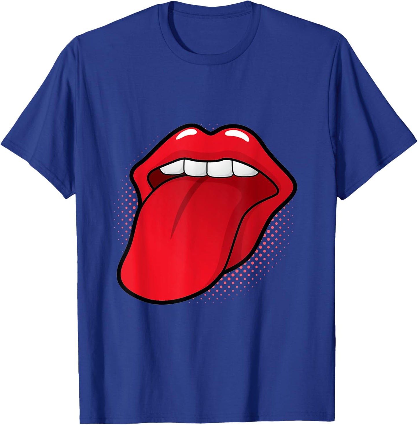 Tongue Out Red Lips Kissing Mouth Lipstick Kissing Lick T-Shirt - T-Shirt | Royal