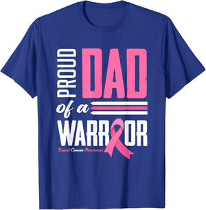 Proud Dad Of A Warrior Daughter Breast Cancer Awareness T-Shirt - T-Shirt | Royal