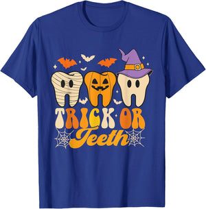 Trick Or Teeth Halloween Costumes Dental Assistant Dentist T-Shirt - T-Shirt | Royal