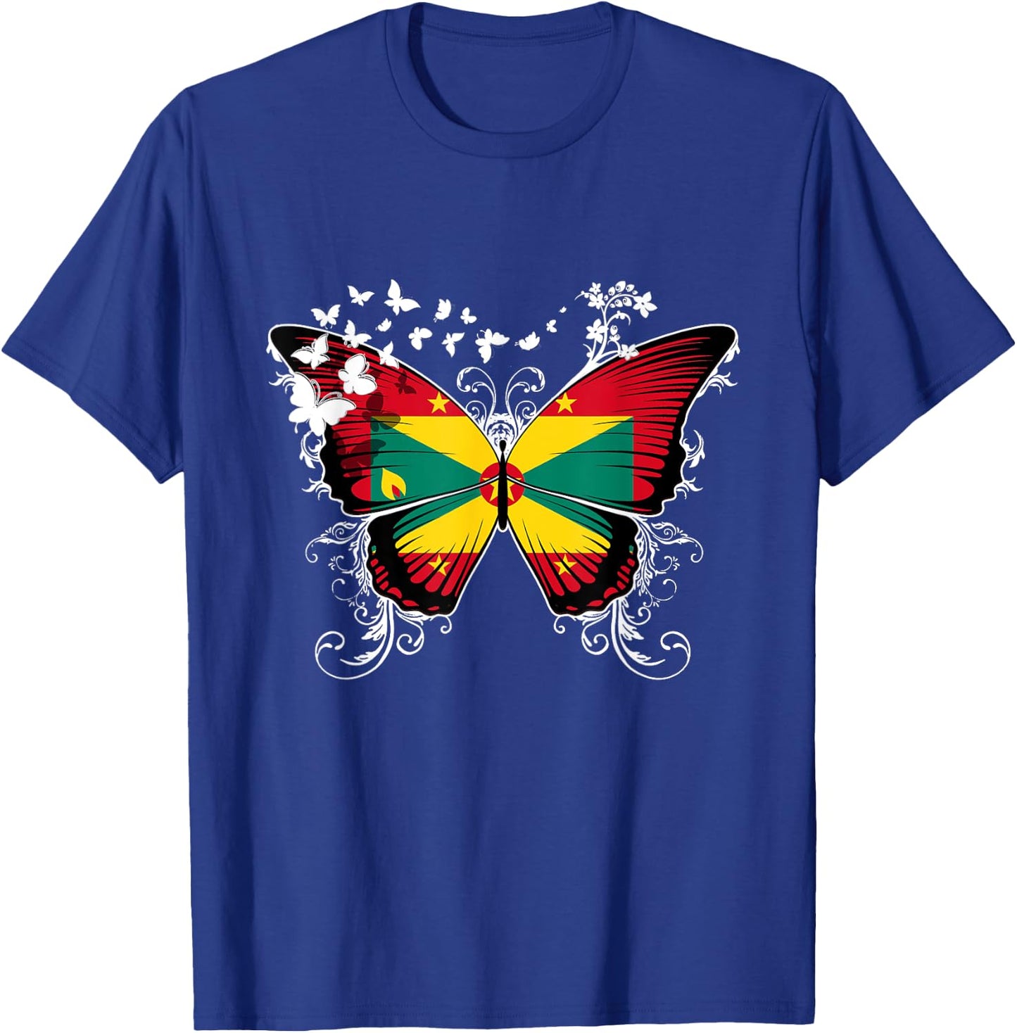 Grenada Flag Shirt Butterfly Graphic T Shirt T-Shirt - T-Shirt | Royal
