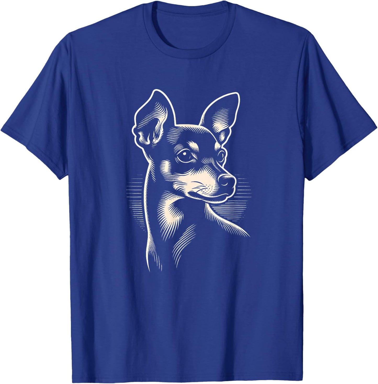 Miniature Pinscher Dog Face Art Design and T-Shirt - T-Shirt | Royal