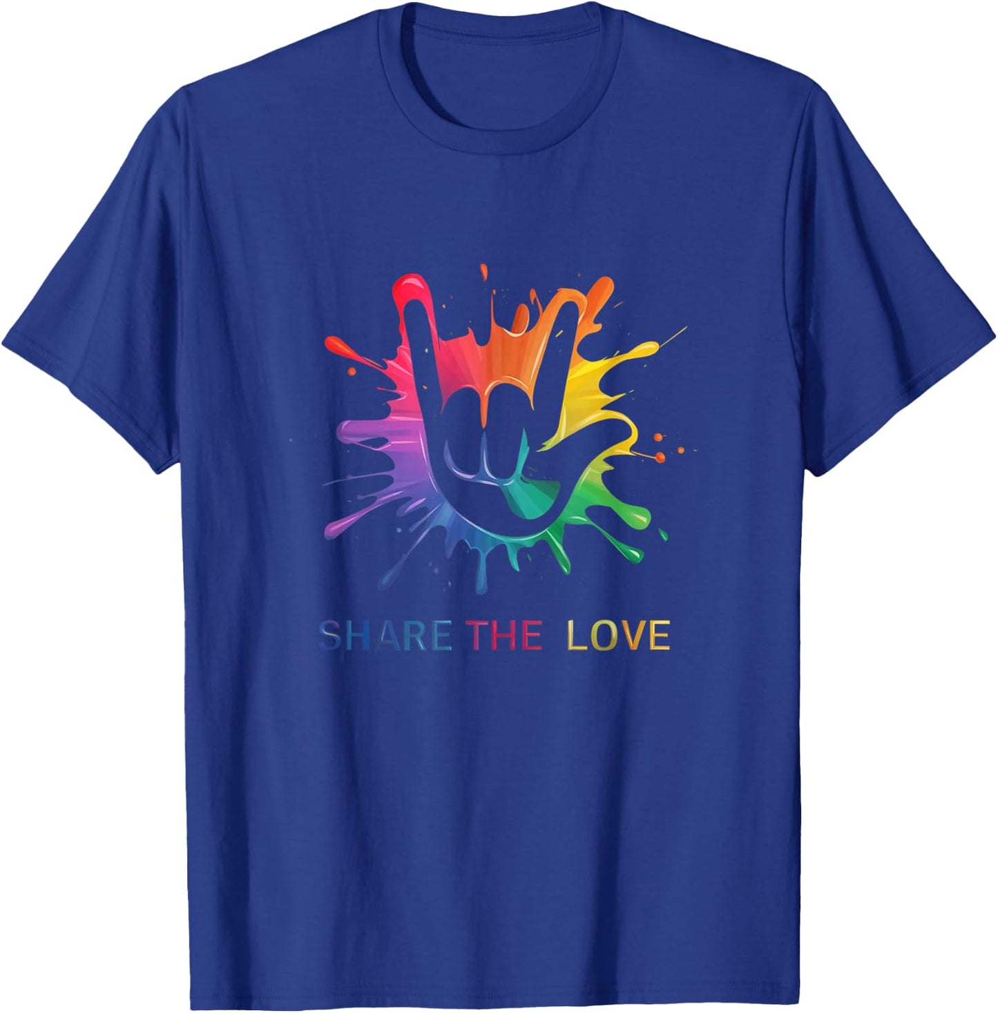Share The Love Colorful Sign Language Hippie T-Shirt - T-Shirt | Royal