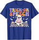 Trick or Speech Retro SLP Halloween Speech Therapy T-Shirt - T-Shirt | Royal