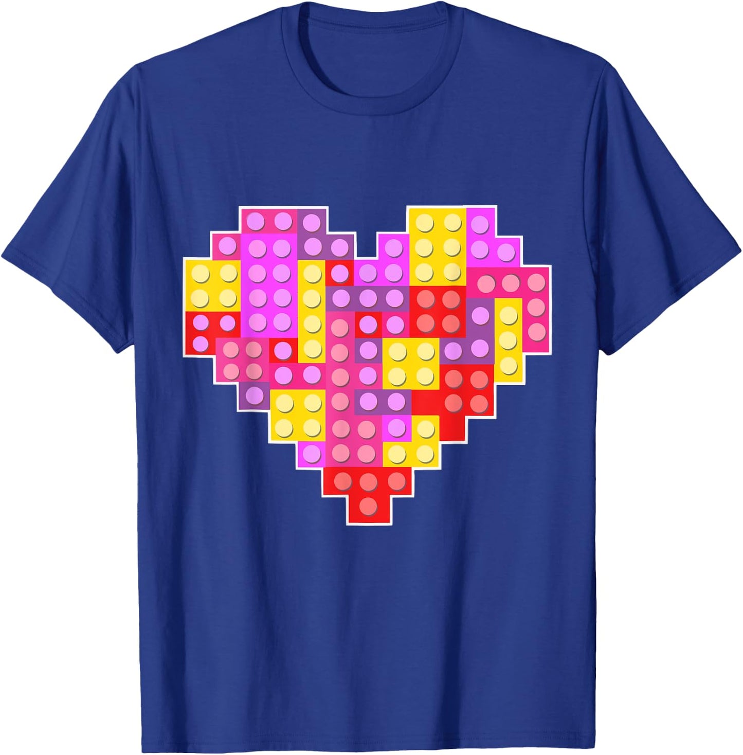 Cute Heart Building Blocks Lover Master Builder Girls Kids T-Shirt - T-Shirt | Royal