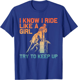 Barrel Racing Design Girls Cowgirl Barrel Racing T-Shirt - T-Shirt | Royal