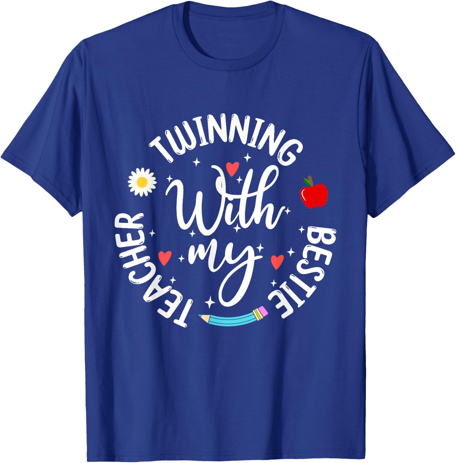 Twinning With My Bestie Teacher Boy Spirit Week Twin Day T-Shirt - T-Shirt | Royal