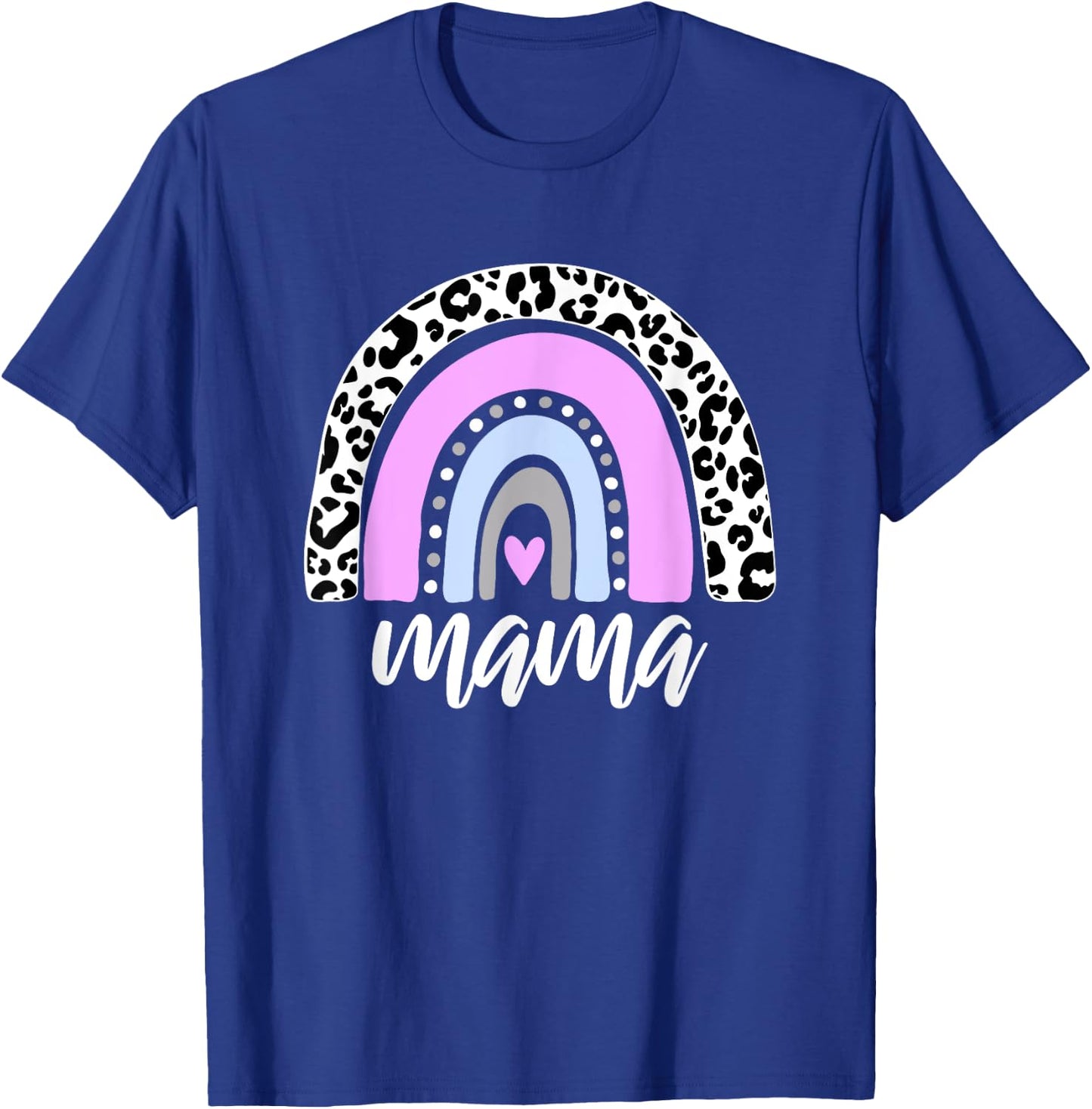MAMA Rainbow New Mom Gift Blessed Mama Baby Reveal Leopard T-Shirt - T-Shirt | Royal