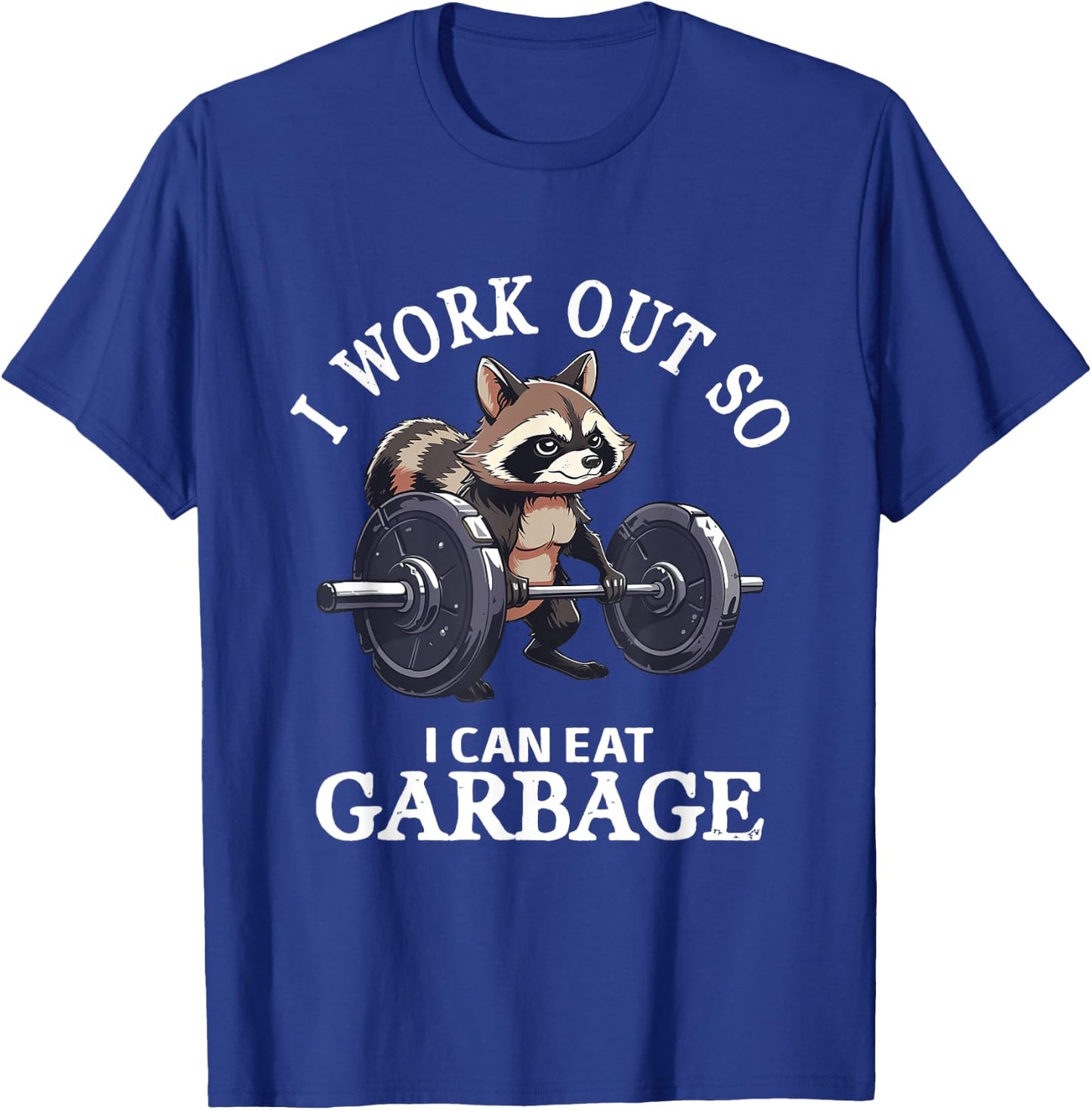 I Work Out Retro Cute Raccoon Gym Animal Lovers So I Can Eat T-Shirt - T-Shirt | Royal