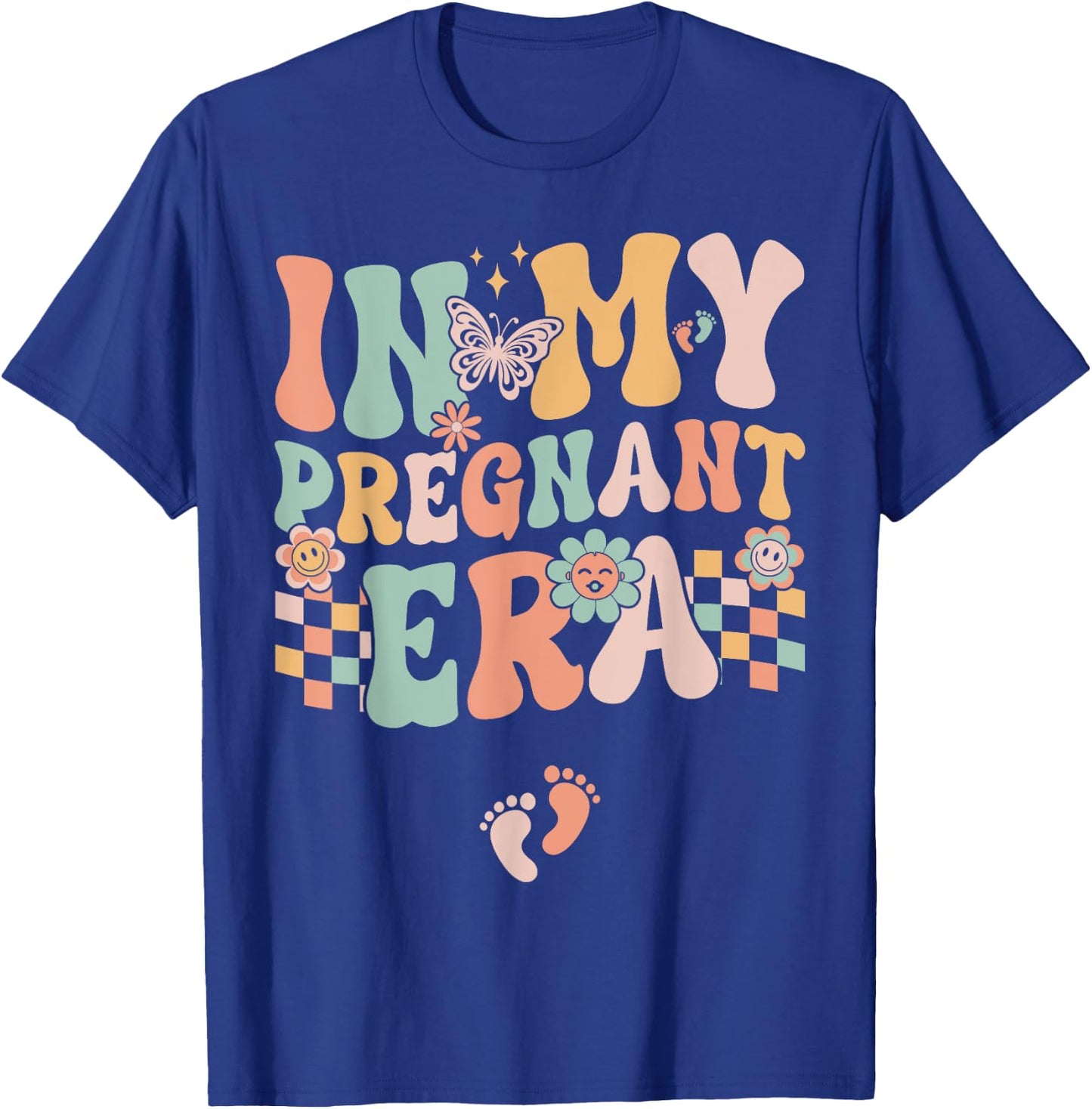 In My Pregnant Era Groovy Pregnancy Reveal T-Shirt - T-Shirt | Royal