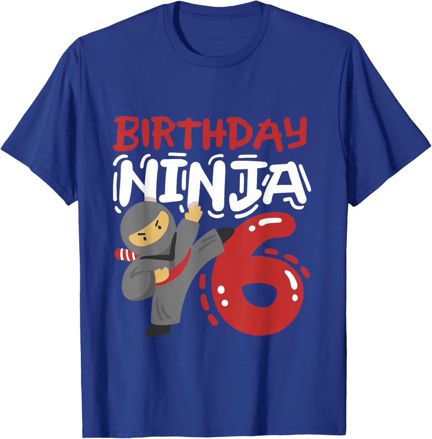 Birthday Ninja 6 Years Old Karate Kids 6th Birthday Boys T-Shirt - T-Shirt | Royal