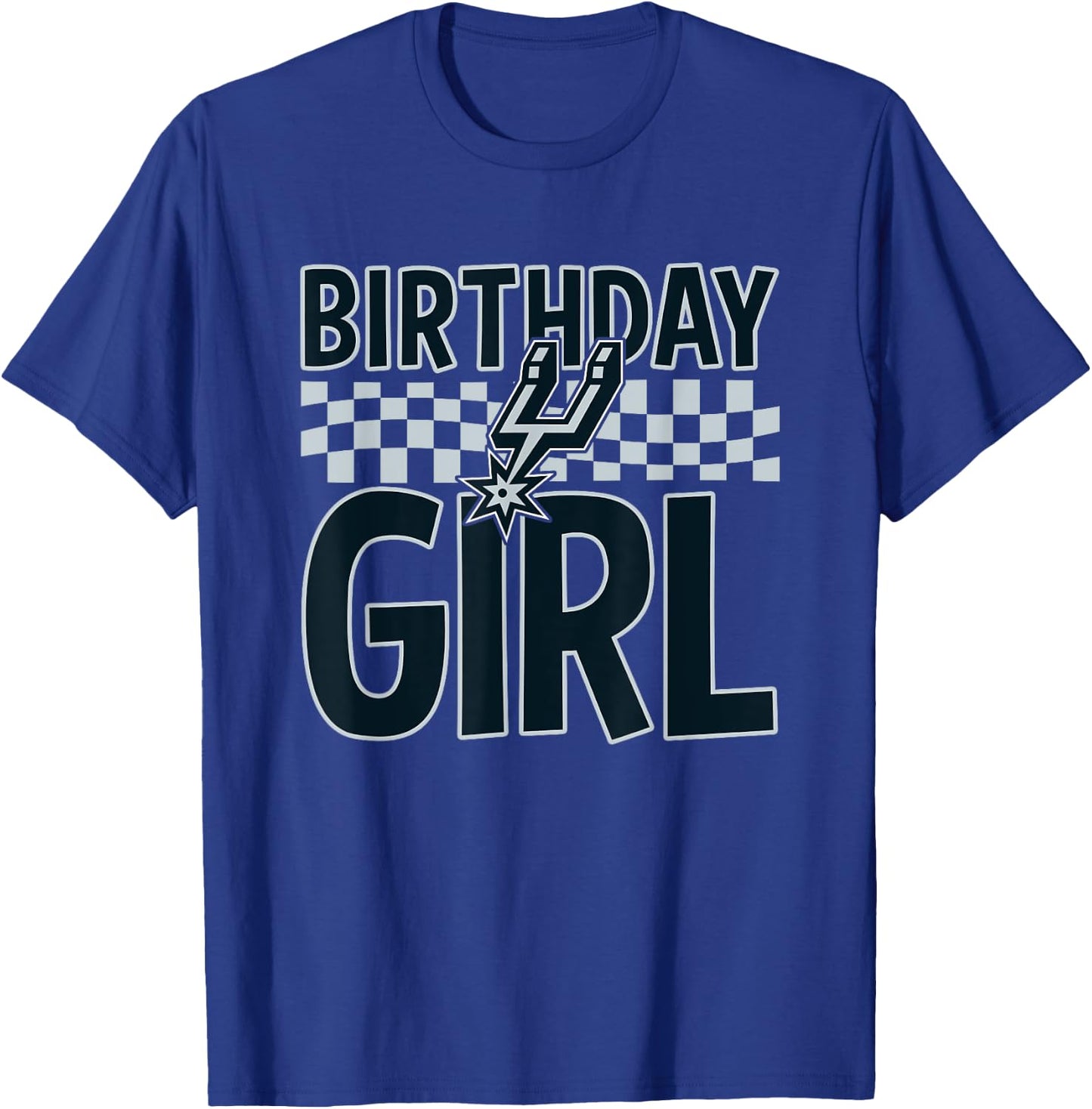 NBA San Antonio Spurs Birthday Girl Checkered Logo T-Shirt - T-Shirt | Royal