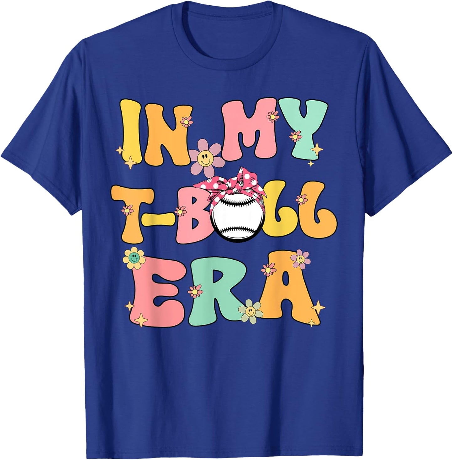 In My Tball Era Retro Groovy T ball ball Kids Girl Boy T-Shirt - T-Shirt | Royal