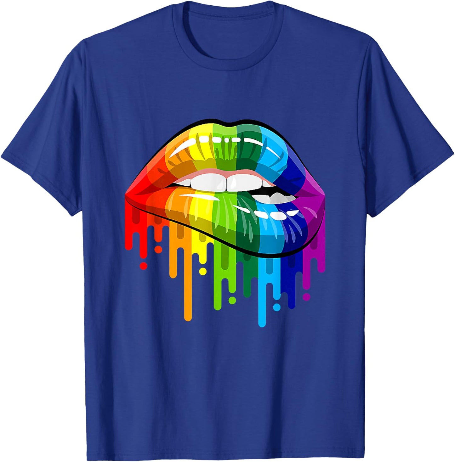 80's Sexy Colorful Graphic Lips, Women Printed Design Lips T-Shirt - T-Shirt | Royal