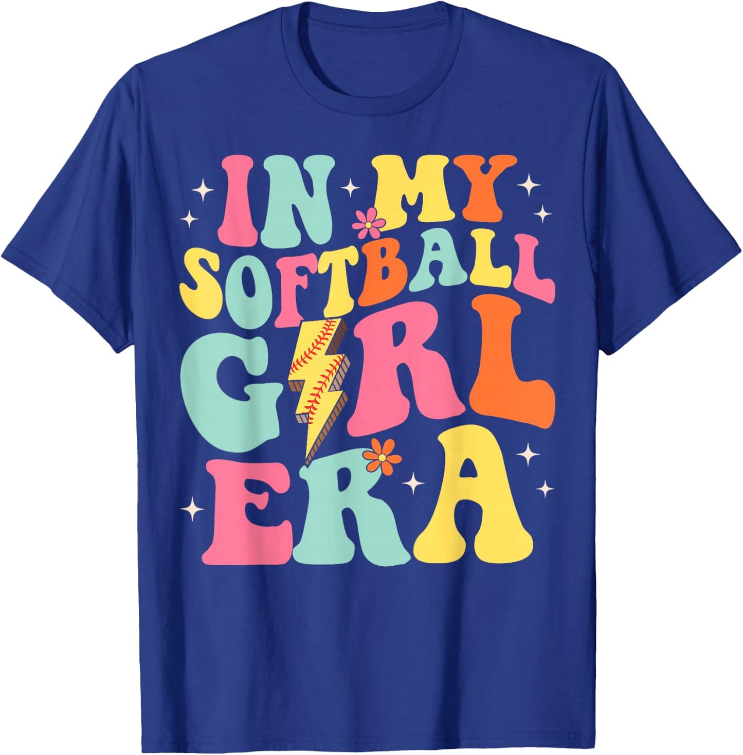 In My Softball Girl Era Retro Groovy Softball Girl T-Shirt - T-Shirt | Royal
