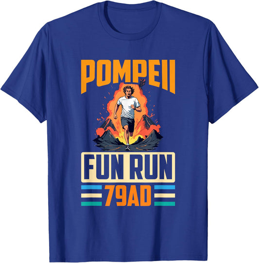 Funny Geologist Scientist Geology Lover Apparel Pompeii Fun Run Volcanology 79 AD Retro Vintage Runner T-Shirt - T-Shirt | Royal