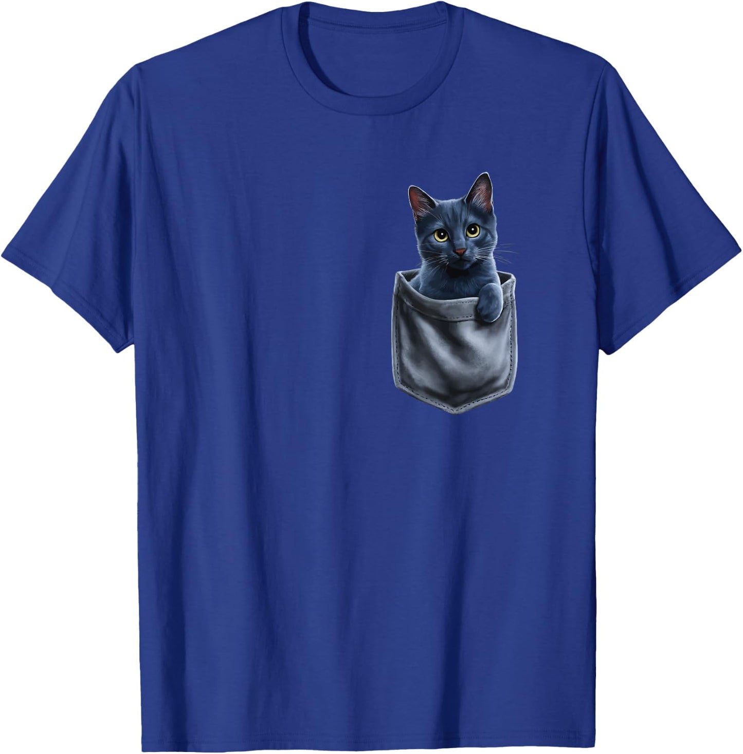 Russian Blue Cat In Pocket Men Women Kids T-Shirt - T-Shirt | Royal