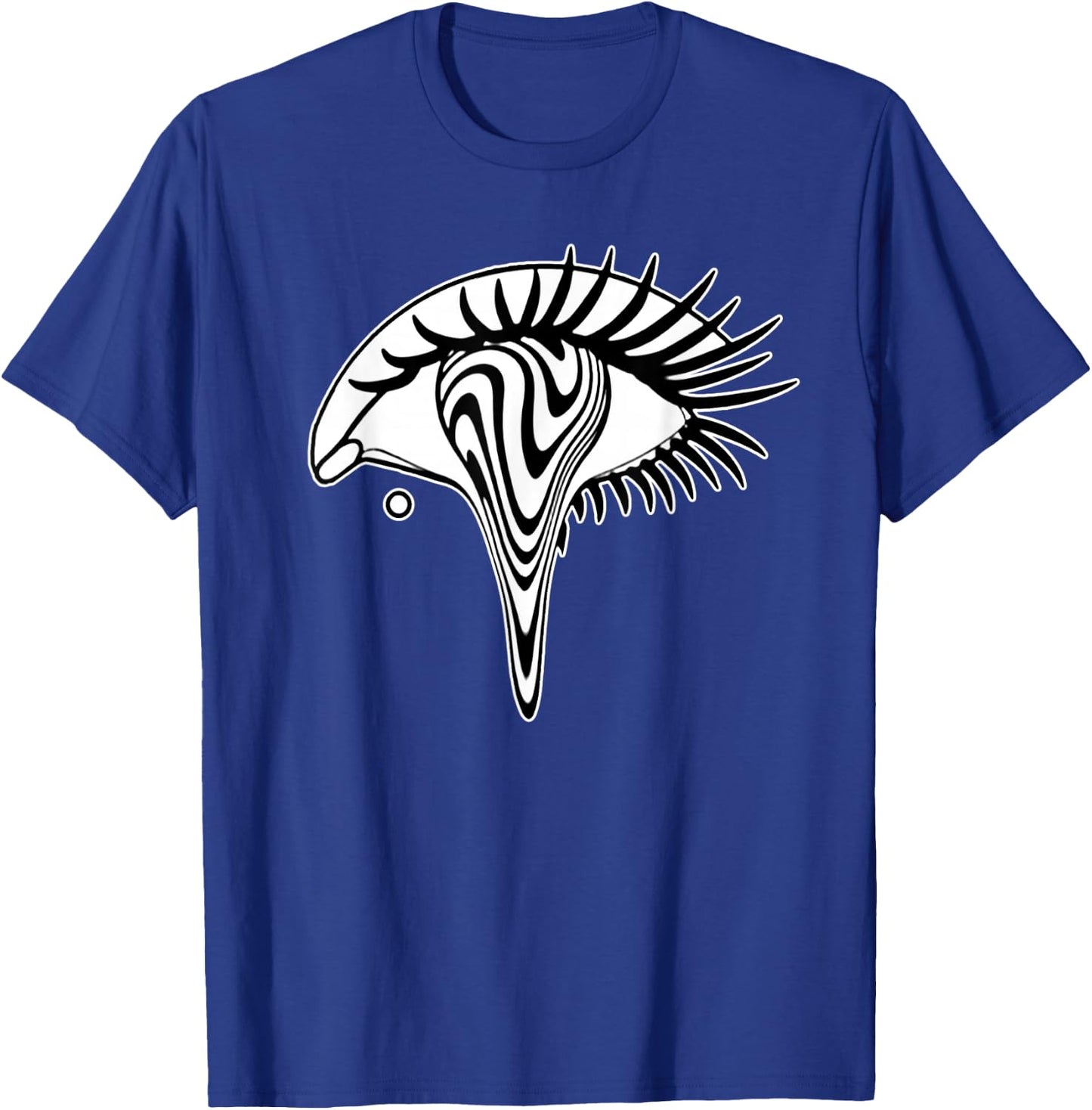 Trippy Eye Blackwork Minimal T-Shirt - T-Shirt | Royal