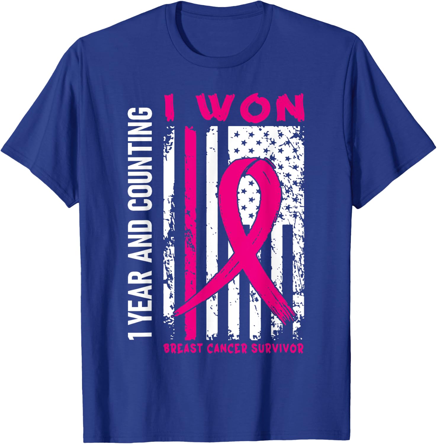 I Won Breast Cancer Survivor 1 Year Anniversary Counting T-Shirt - T-Shirt | Royal