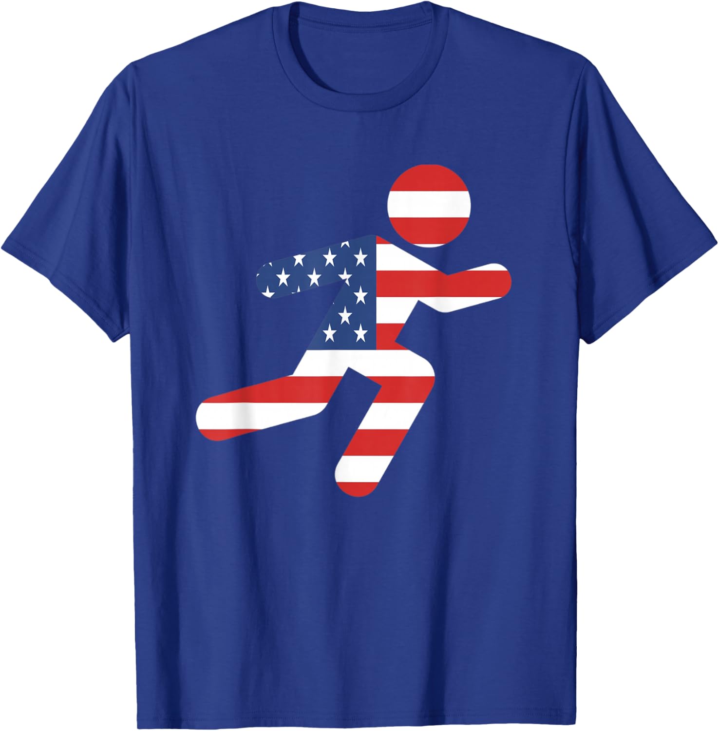 Red White and Blue Patriotic Runner Running Man - USA T-Shirt - T-Shirt | Royal