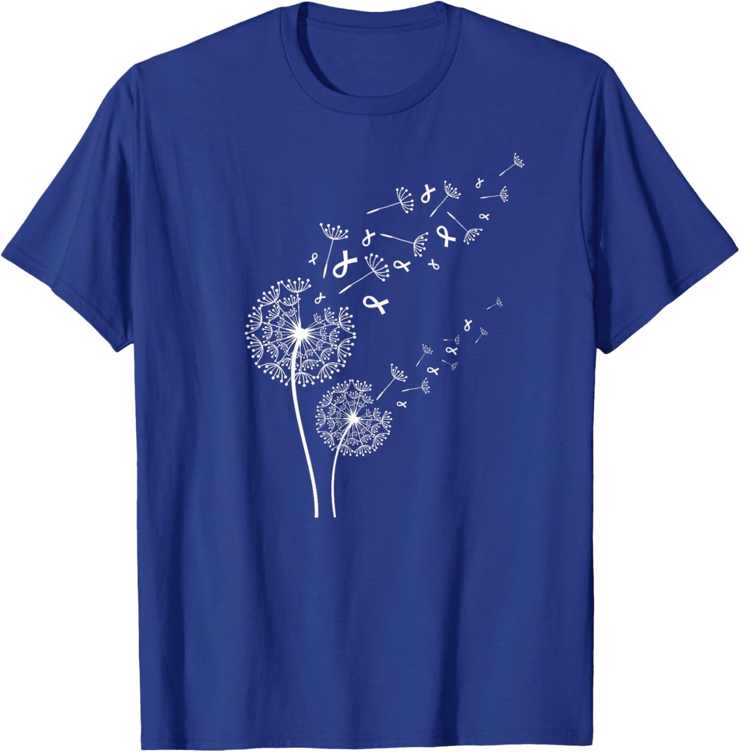 Dandelion Lung Cancer Awareness Month White Ribbons T-Shirt - T-Shirt | Royal