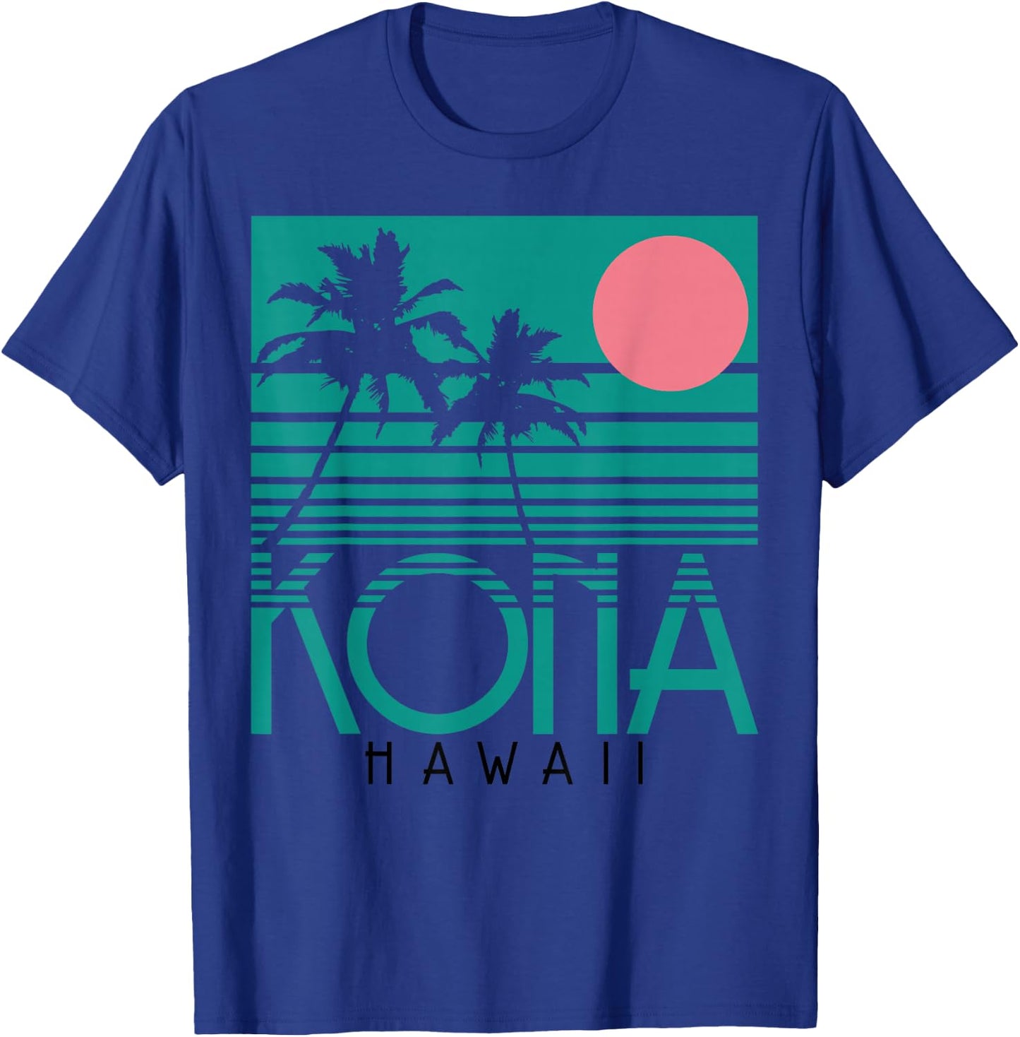 Kona Hawaii Palm Trees Surf Vintage Retro Hawaii Islands T-Shirt - T-Shirt | Royal