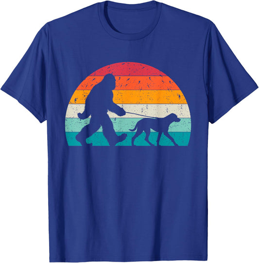 Bigfoot Walking a Dog Funny Catahoula Leopard Dog Lovers Men Women Kids T-Shirt - T-Shirt | Royal