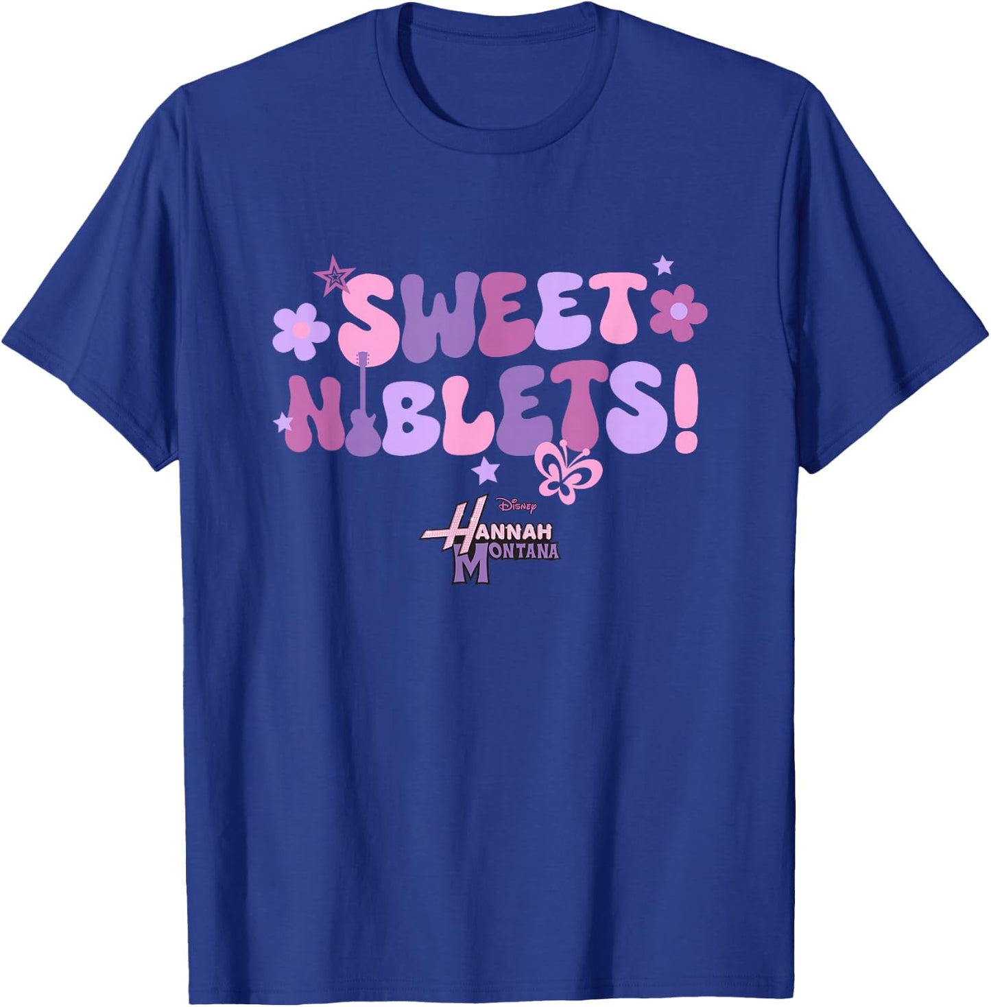 Disney Hannah Montana Sweet Niblets! Floral Chest Text Logo T-Shirt - T-Shirt | Royal