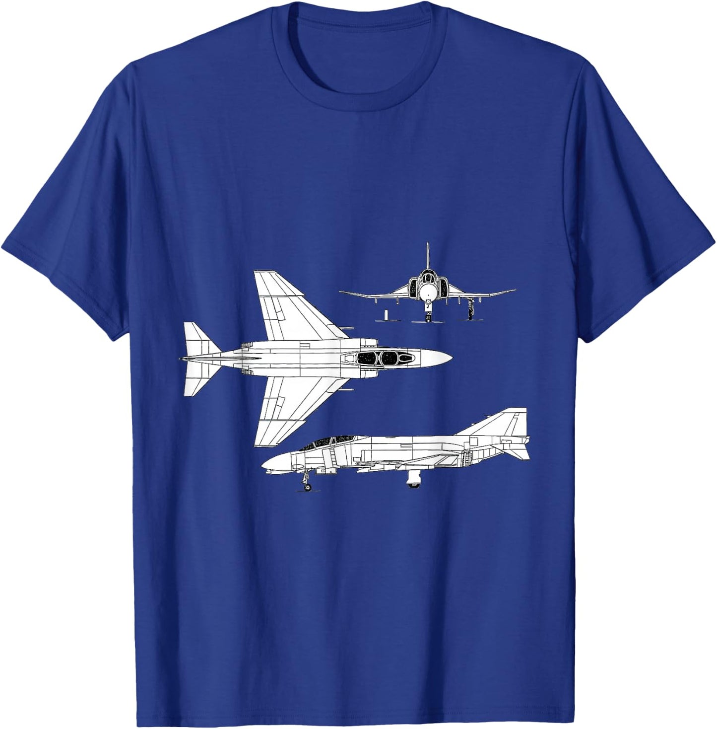 McDonnell Douglas F-4 Phantom II Blueprint Aircraft T-Shirt - T-Shirt | Royal