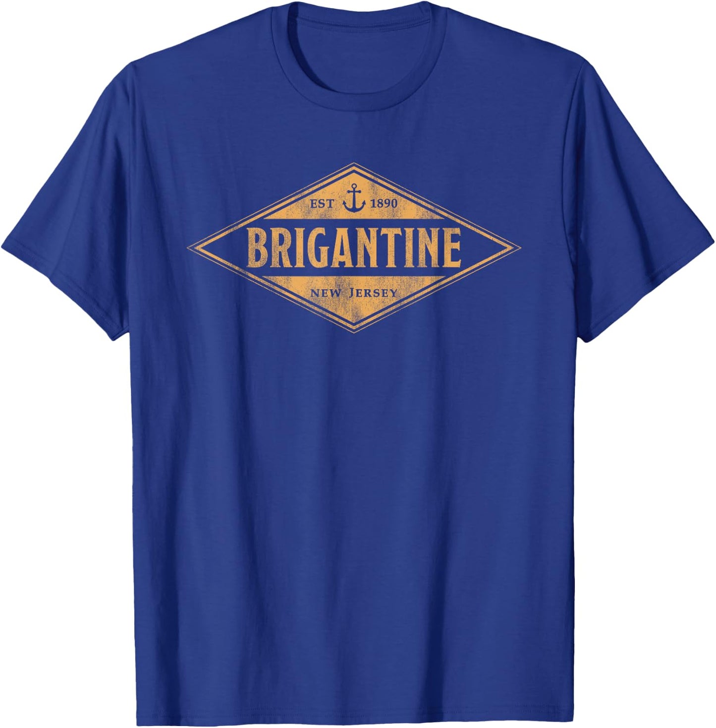 Brigantine New Jersey NJ Souvenir Vacation Vintage Badge T-Shirt - T-Shirt | Royal