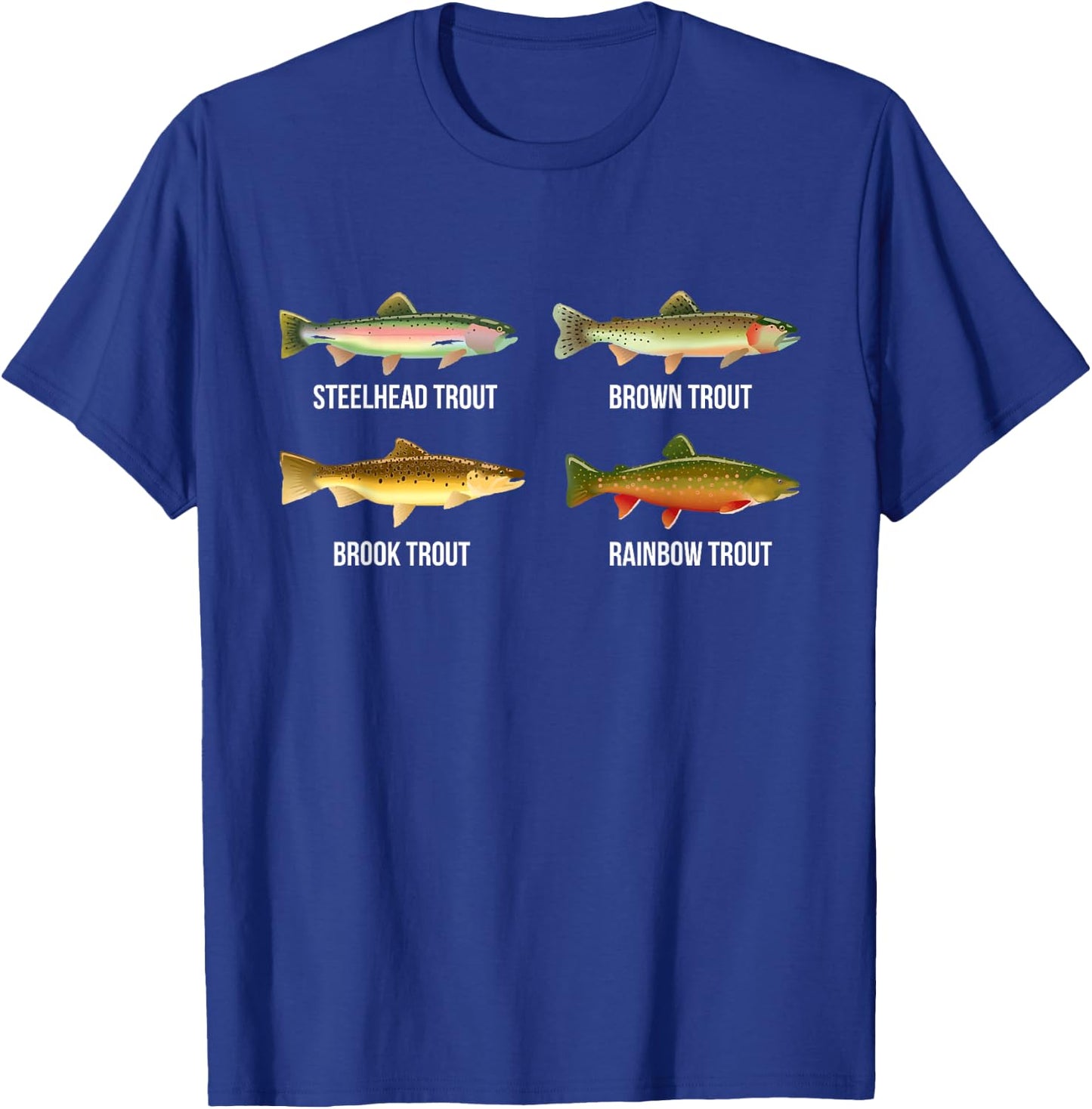 Types of Trout Fish Species Identification Chart Fisherman T-Shirt - T-Shirt | Royal