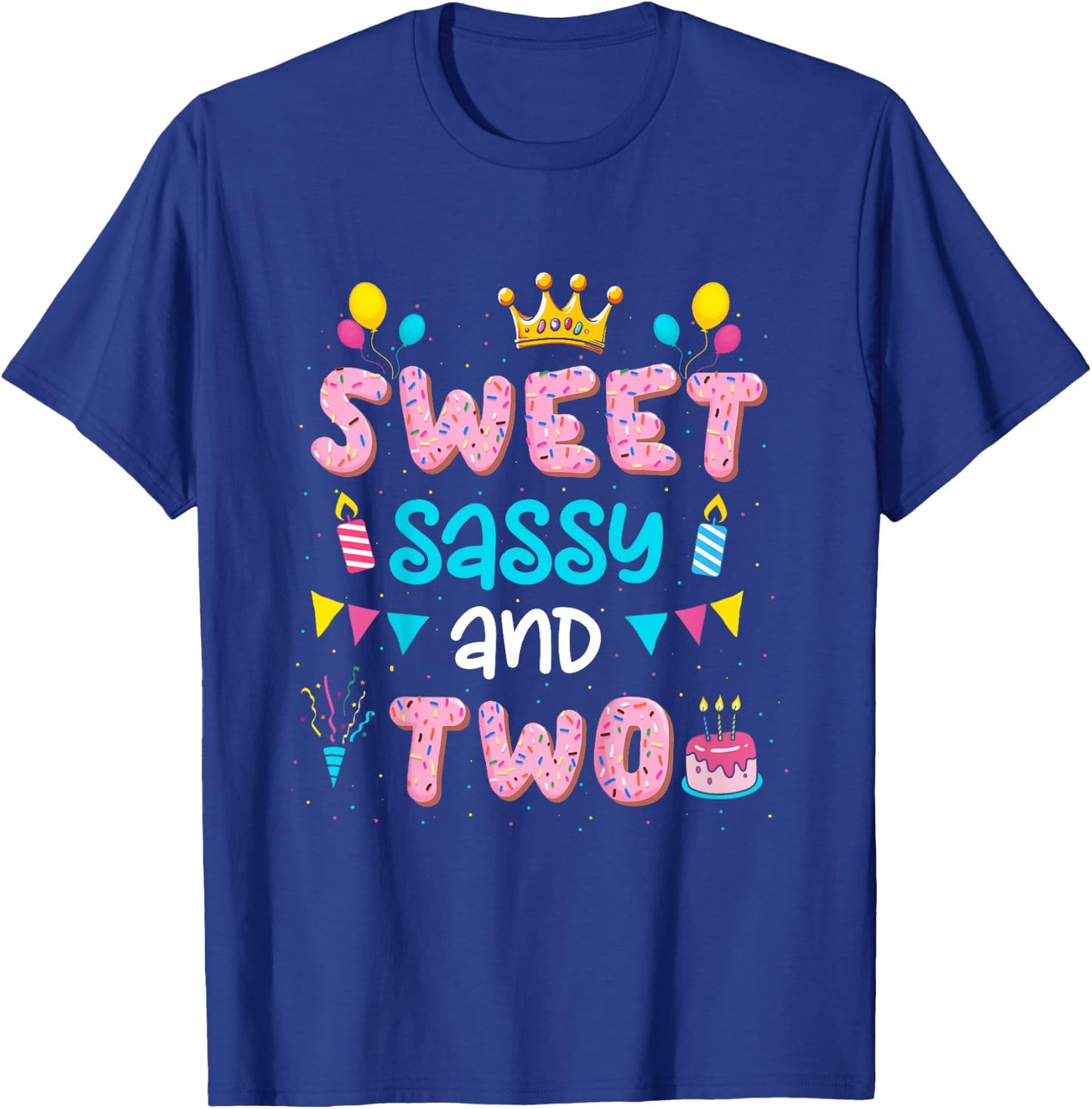 Kids Sweet Sassy And Two Birthday Girls 2 Year Old 2nd Birthday T-Shirt - T-Shirt | Royal
