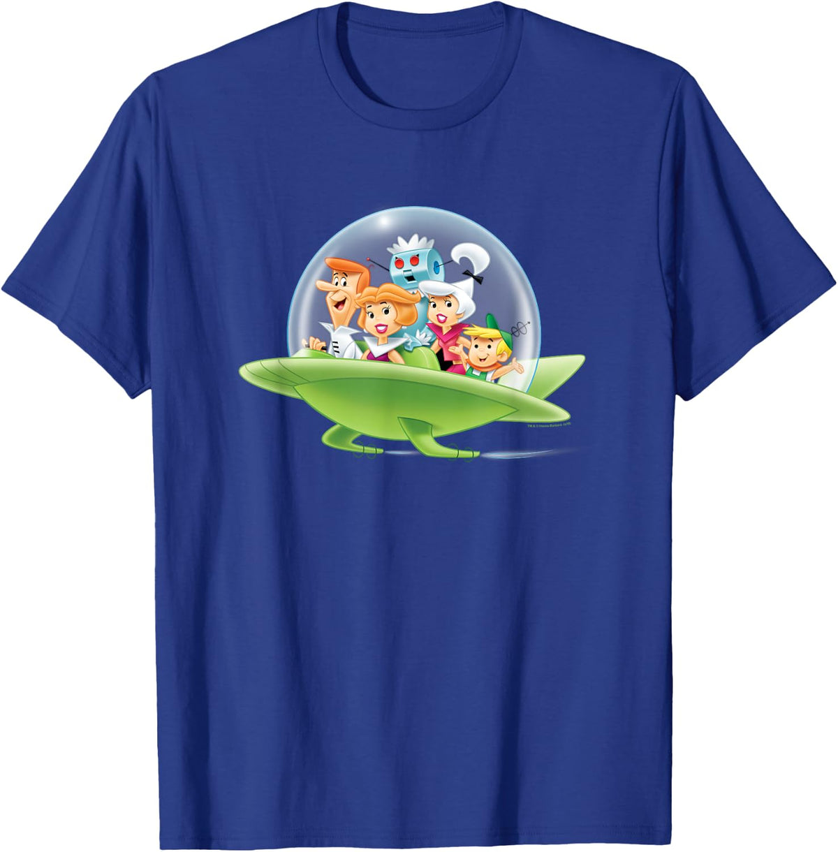 Popfunk The Jetsons Family Cruising -Adults Black Small T-Shirt - T-Shirt | Royal