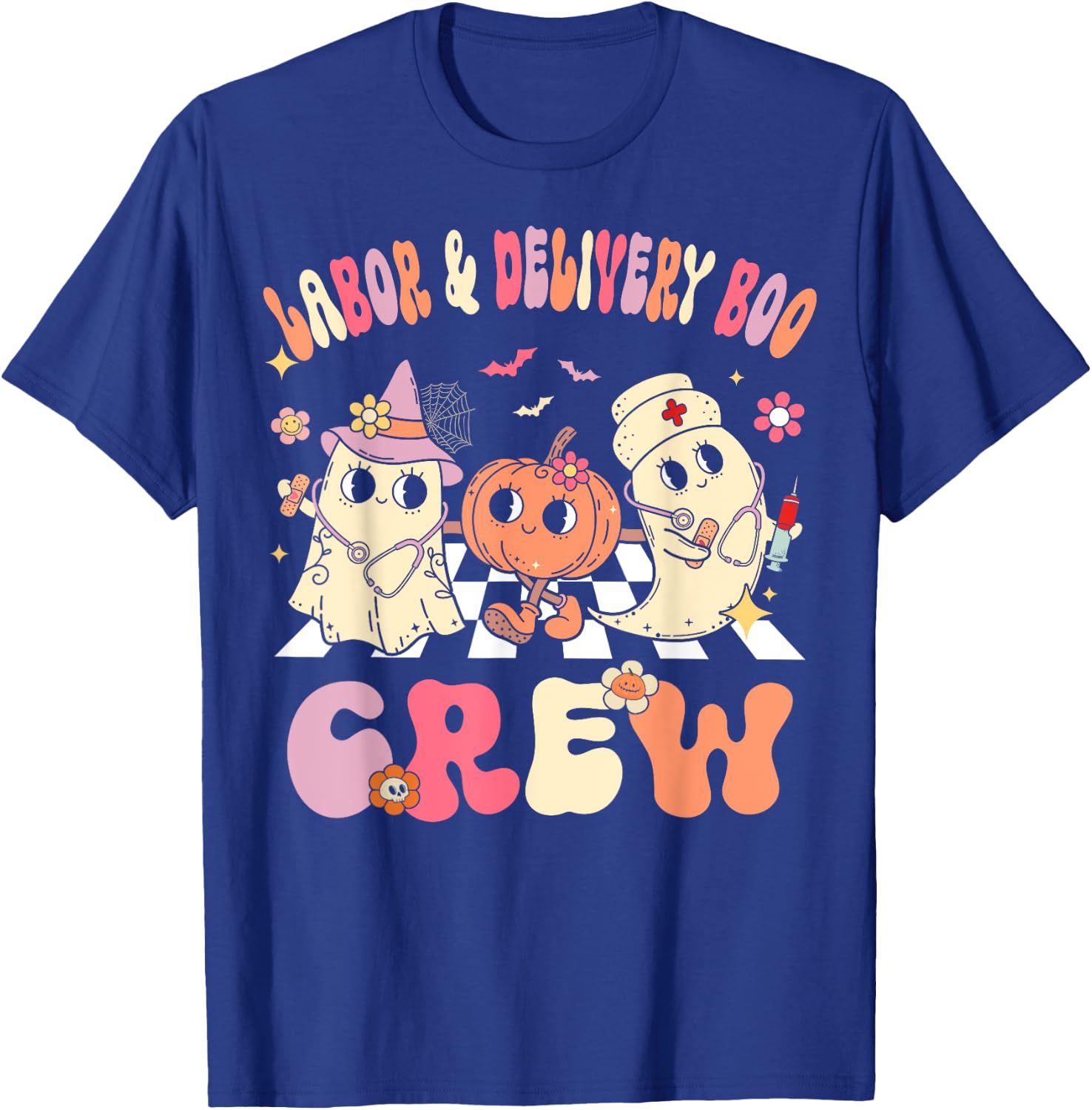 Labor & Delivery Boo Crew Funny Halloween Costume L&D Nurse T-Shirt - T-Shirt | Royal