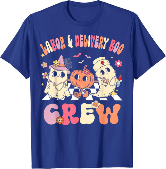 Labor & Delivery Boo Crew Funny Halloween Costume L&D Nurse T-Shirt - T-Shirt | Royal